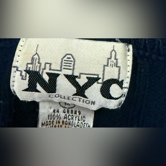NYC Collection Navy Blue White Striped Ribbed Sweater Women’s Size M Retro Y2K - Picture 6 of 6